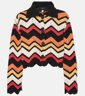 Kaleidoscopic Chevron cotton-blend cardigan