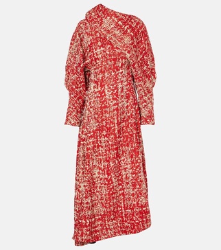 Draped jacquard midi dress