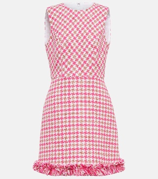Fringe-trimmed tweed minidress