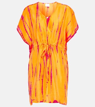 Tie-dyed silk kaftan