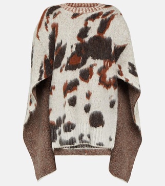 Caped jacquard sweater