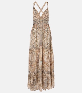 Throne Room gathered silk maxi dress 