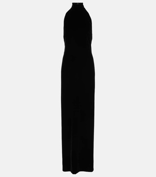 Armida embellished chain-detail velvet gown