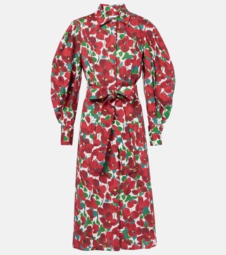 Floral cotton-blend shirt dress