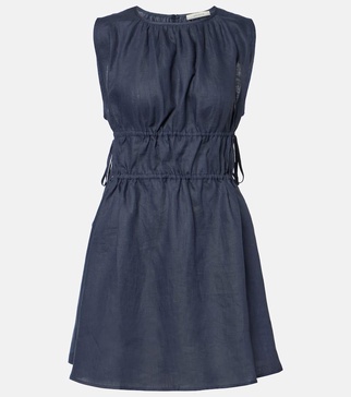 Como gathered linen minidress