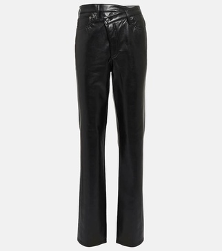 Criss-Cross high-rise faux leather pants