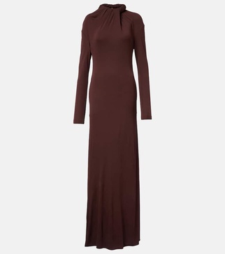 Gathered crêpe jersey gown