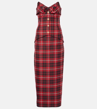 Tartan wool midi dress