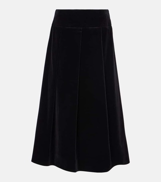 Paraggi cotton velvet midi skirt