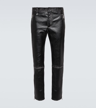 Leather straight pants