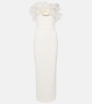 Organza-trimmed cady bustier gown