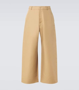 Cotton twill wide-leg pants