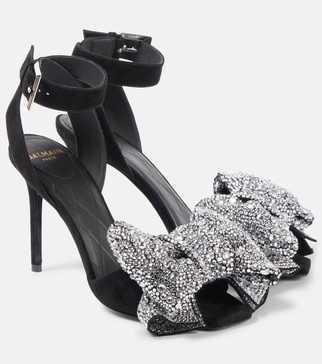 Ruby 95 embellished bow-detail suede pumps