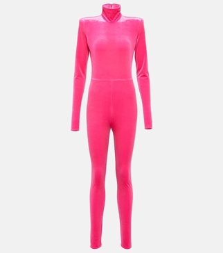 Turtleneck velvet jumpsuit