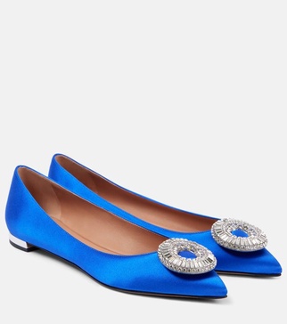 Crystal Hoop satin ballet flats