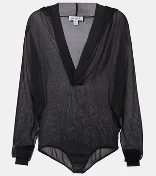 Sheer hooded bodysuit