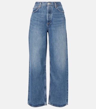 Low Slung Baggy mid-rise wide-leg jeans
