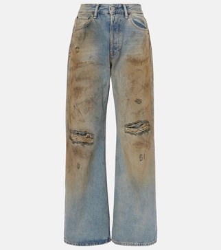 Penicillin distressed wide-leg jeans 