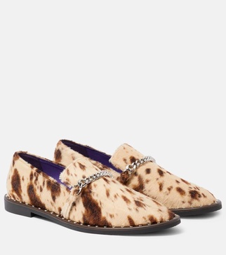 Falabella printed velvet loafers