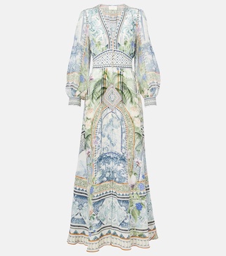 Printed silk crêpe maxi dress