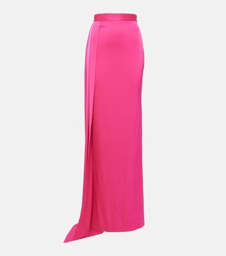 Draped satin maxi skirt