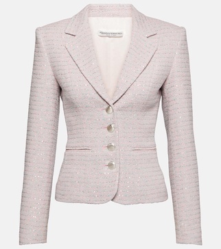 Sequined single-breasted tweed blazer