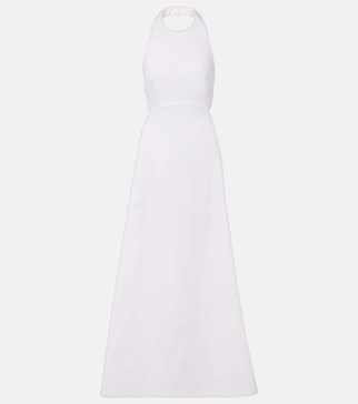 Halterneck cotton-blend maxi dress