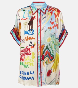La Charrasca printed silk satin shirt