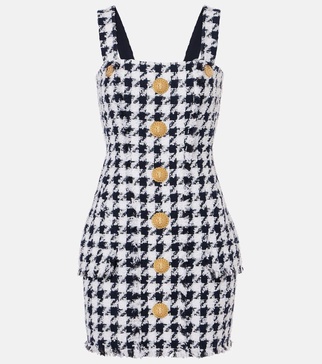 Houndstooth tweed minidress