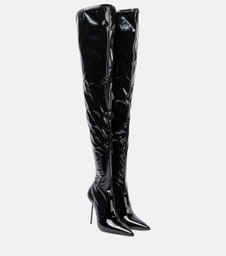 Lidia latex over-the-knee boots