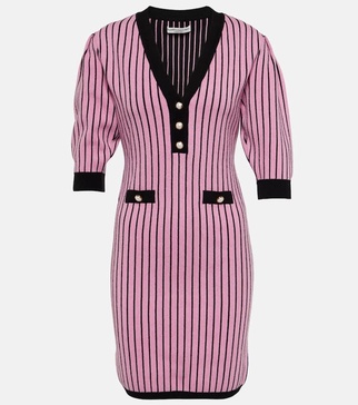 Pinstriped knit minidress