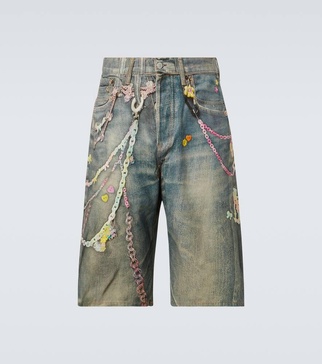 Trompe l'oeil denim shorts