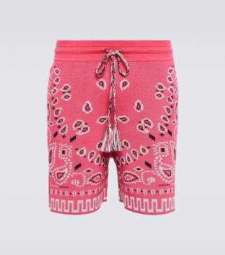 Bandana cotton-blend piqué shorts