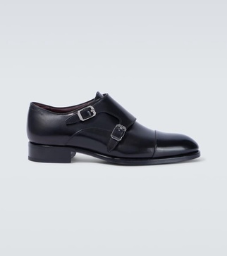 Leather monk strap shoes