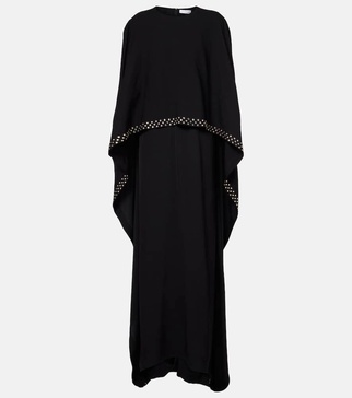 Embellished caped maxi dress
