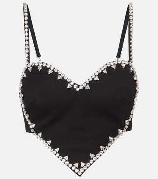 Heart crystal-embellished crop top