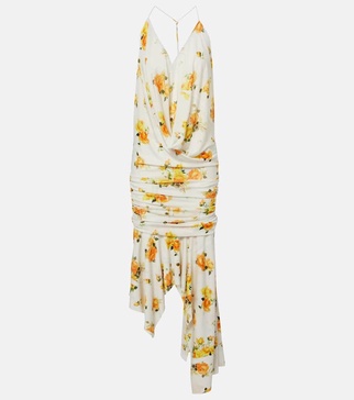 Dikata floral asymmetric midi dress
