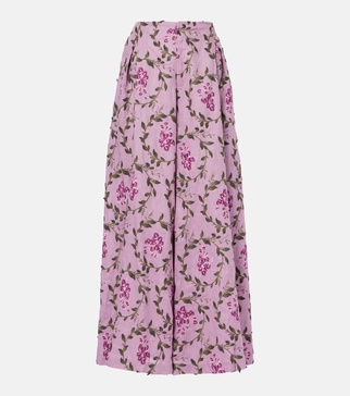Marea Wisteria embroidered linen wide-leg pants