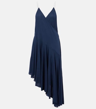 Asymmetric jersey slip dress 