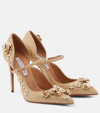 Bloom 105 floral-appliqué pumps