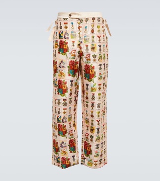 Tobacco Signet printed silk pants