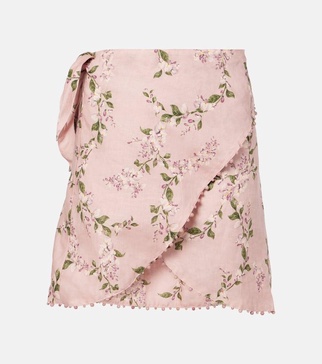 Agustina Wisteria floral linen beach cover-up