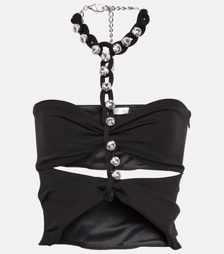 Chain-link embellished halter top