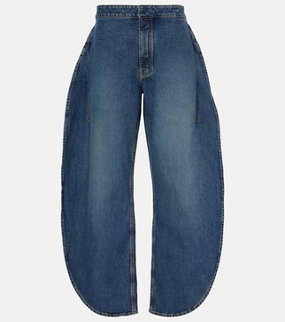 Petal high-rise barrel-leg jeans