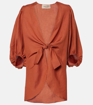 Solid linen-blend shirt