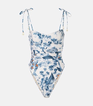 Rabano floral bustier swimsuit