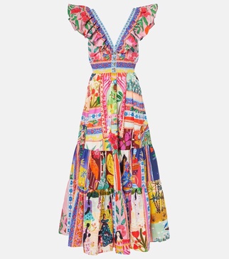 Embellished cutout cotton maxi dress
