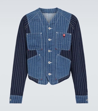 Patchwork striped denim jacket 