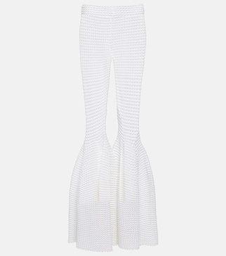 Waffle-knit flared pants