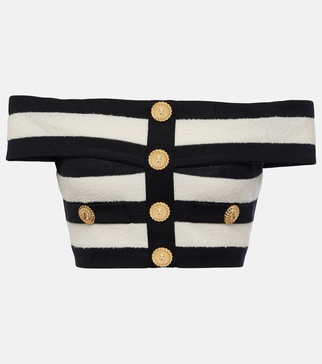 Striped off-shoulder crop top